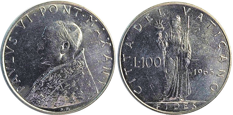 1963 Vatican 100 Lire